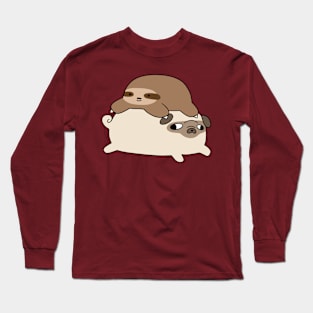 Little Sloth and Pug Long Sleeve T-Shirt